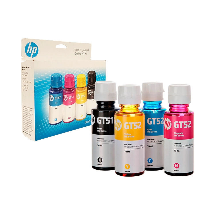 Set de Repuestos Tintas Originales HP GT52-GT53 70ml Combo x 4 Art.9F3N4AL